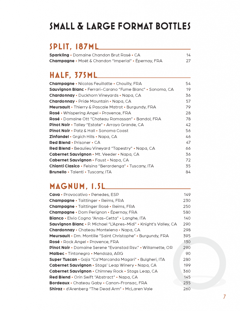 Wine menu 2